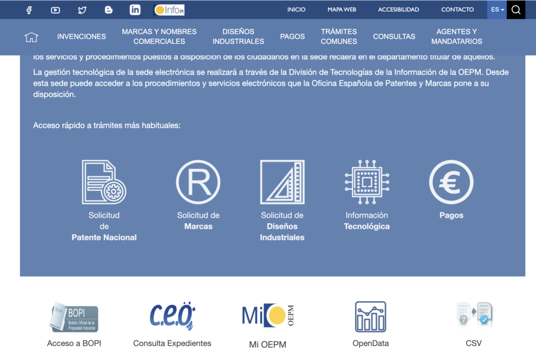 Accede a la web de OEPM para registrar tu marca en España