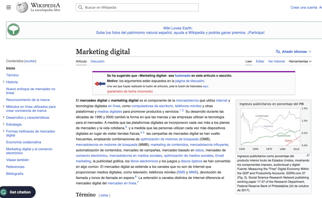 Marketing Digital en Wikipedia