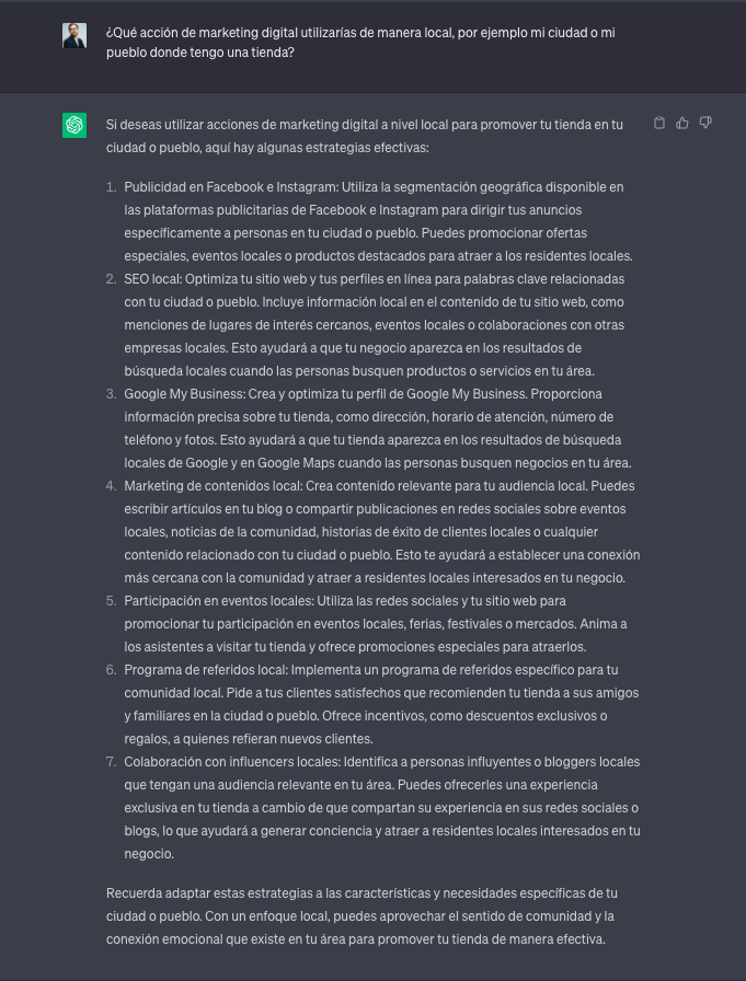 Marketing local a través de Chatgpt