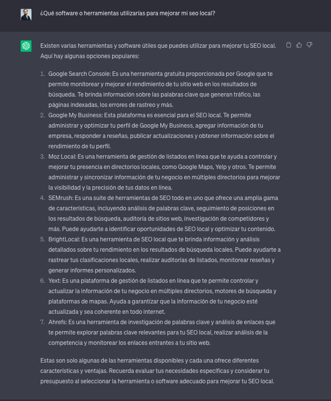 Herramientas SEO recomendadas por ChatGPT
