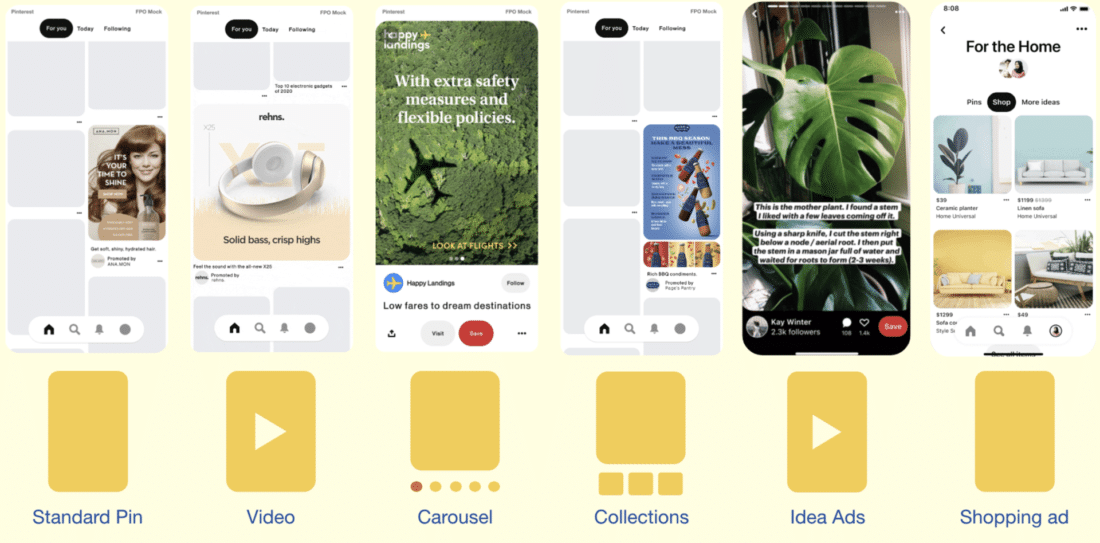 Formatos de anuncios en Pinterest Ads