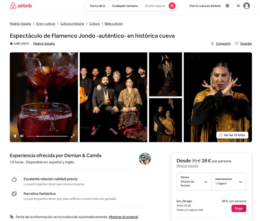 Airbnb como página de experiencias